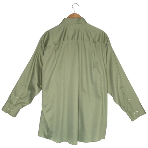 Geoffrey Beene Mens XL Wrinkle Free Button Up Long Sleeve Dress Shirt Green - Picture 4 of 10